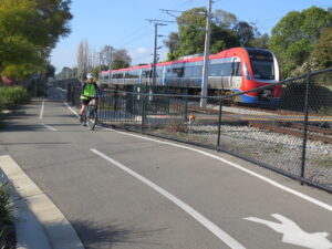 Racing the train in vain near Clarence Park Station [2020]