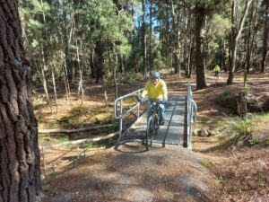 New bridge and remains of the railway one (right) in that reserve [2023]