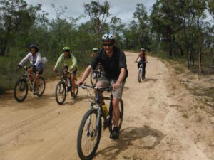 Cyclists on Hales Siding to Stannary Hills section of the rail trail