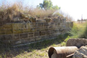 an old stone abutment on the rail trail