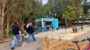 On busy days a cafe operates at Belmont Station [K Beard 2024]