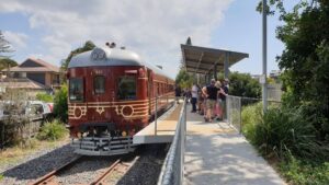 Byron Bay Railroad Company operates a heritage rail motor a few kilometres at Byron Bay (2019)