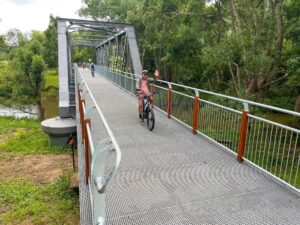 The Dunbible Creek Bridge is a feature of the rail trail [2023]