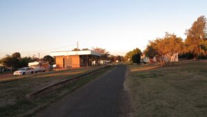 Wondai's newer railway station. The area is popular with caravanners [2018]