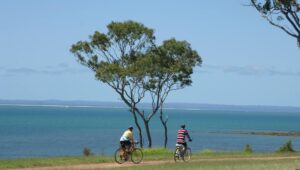 The rail trail connects with the scenic Hervey Bay foreshore trail (2007)