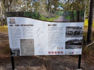 Lots of interpretive signage on the rail trail, here at Brooloo [2024]