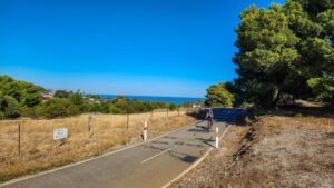 After passing Hallett Cove, the rail trail turns inland to wine country [2024]