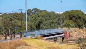The major bridge over the Onkaparinga River with awkward vent pipe [2024]