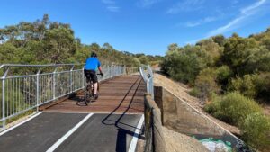 Rugged terrain around the re-decked Pedlers Creek bridge [2025]