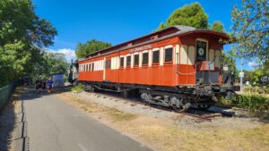 The Almond Cafe closed in April, 2024, but the Japanese cafe in the carriage behind was open