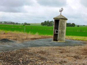 An old telegraph pill box at Undalya siding, the railway closed long before radios made these redundant [2021]