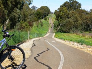 The trail is a bit more undulating than the railway at Rowland Flat [2020]