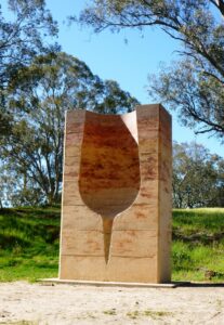 Trailside art near Jacob's Creek in the shape of a wine glass [2020]