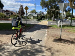 Leaving Princes Park, with restored gatekeeper's house to left of trail [2023]