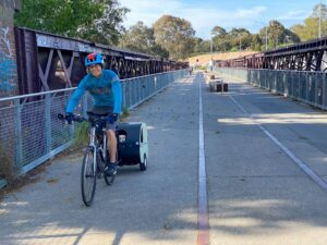 Yarra River Railway Bridge looking east, a real feature of the trail [2022]