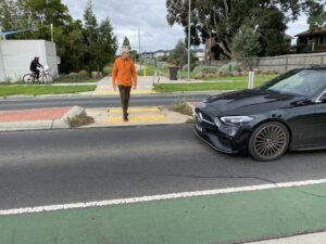 A pedestrian refuge makes crossing Blair St a little safer than it was [2023]