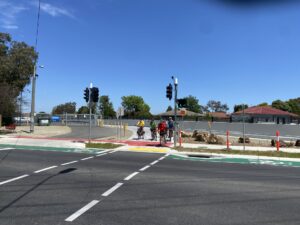 Riders emerge at the Ringwood end of the trail at Bedford Rd [2024]
