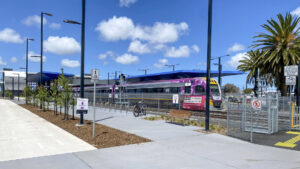 The trailhead (left) at South Geelong Station just needs a golden arch [2024]