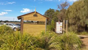 A shelter at the Moolap Station site, where there is plenty of parking [2021]
