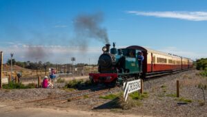 A Bellarine Railway train departing Lakers Siding for Queenscliff [2021]