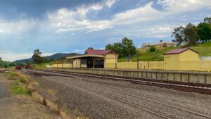 Restored Yarra Glen Station awaiting the arrival of bikes and trains [2023]