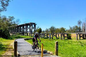 This railway bridge used to cross the Great Alpine Rd at Bruthen [2023]