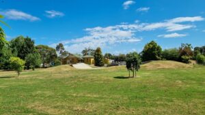 Nyora Railway Station and current trailhead viewed from Mitchell St [2022]