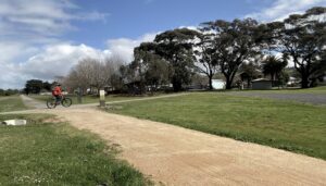 Welshpool trail hub, with the connecting path to Port Welshpool on left [2025]
