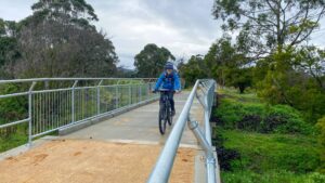 A recent bridge, over Nine Mile Creek, near Hedley on trail to Alberton [2024]