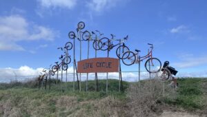 Whimsical sculpture on Hedley Station platform formation [2025]
