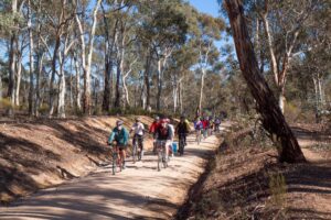 Large group enjoying typical scenery between the two towns [2013]