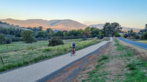 Leaving Yackandandah at dusk with the railway corridor on the left [2022]