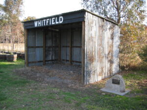 The narrow-gauge line never made it into the hills from Whitfield [2004]